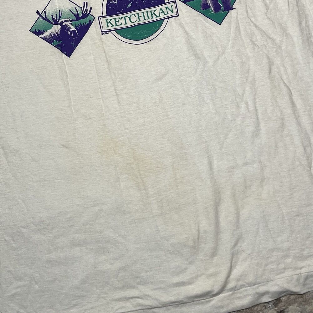 Vintage 90s Single Stitch Alaska The Last Frontier Bear Moosee Shirt Mens XL - Picture 2 of 9